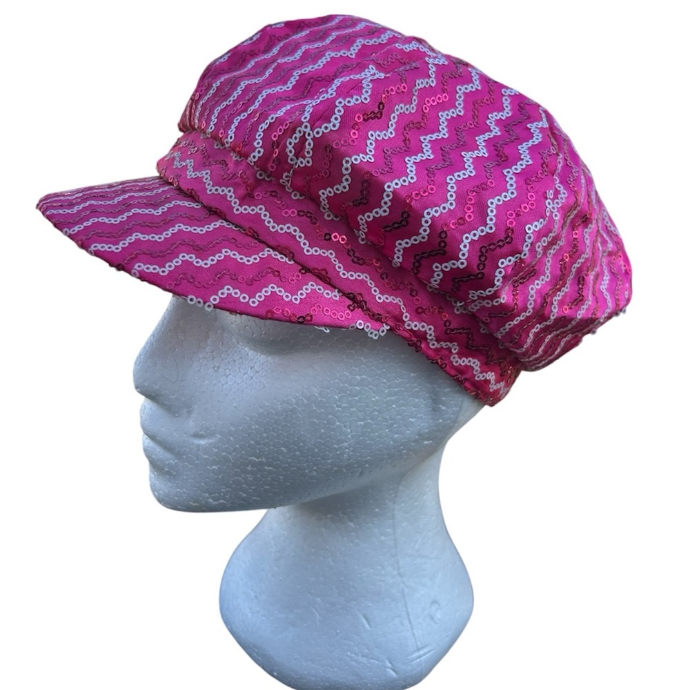 Pink sequin pageboy hat Y2K